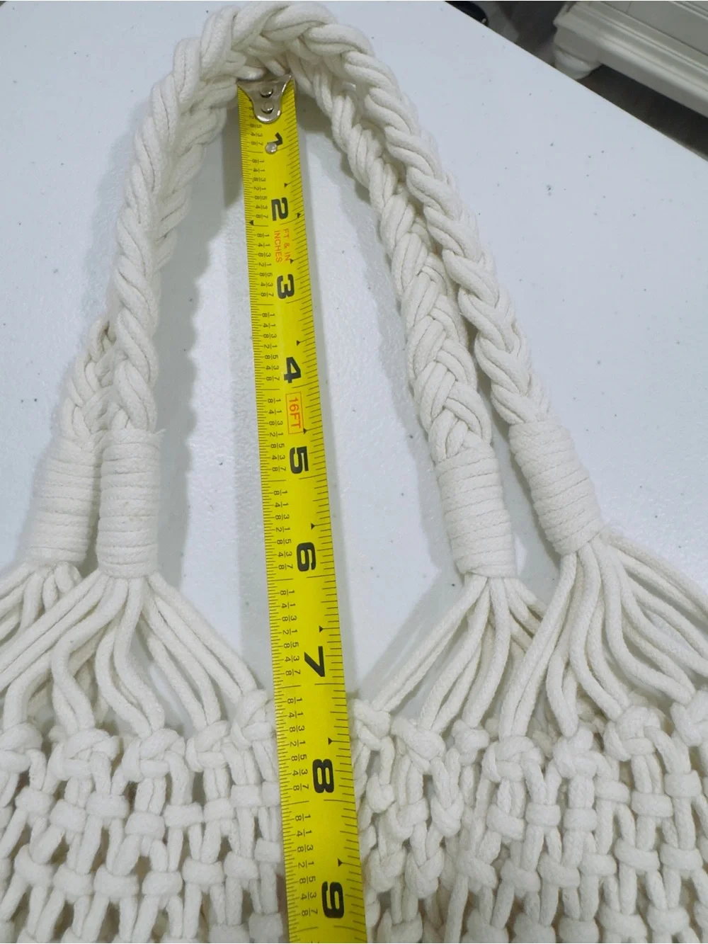 Boho Macramé Cotton Rope Market Tote Bag | Handmade Ivory Woven Beach Shopper |